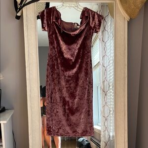 Nicole Miller Velvet Midi Dress in Deep Red